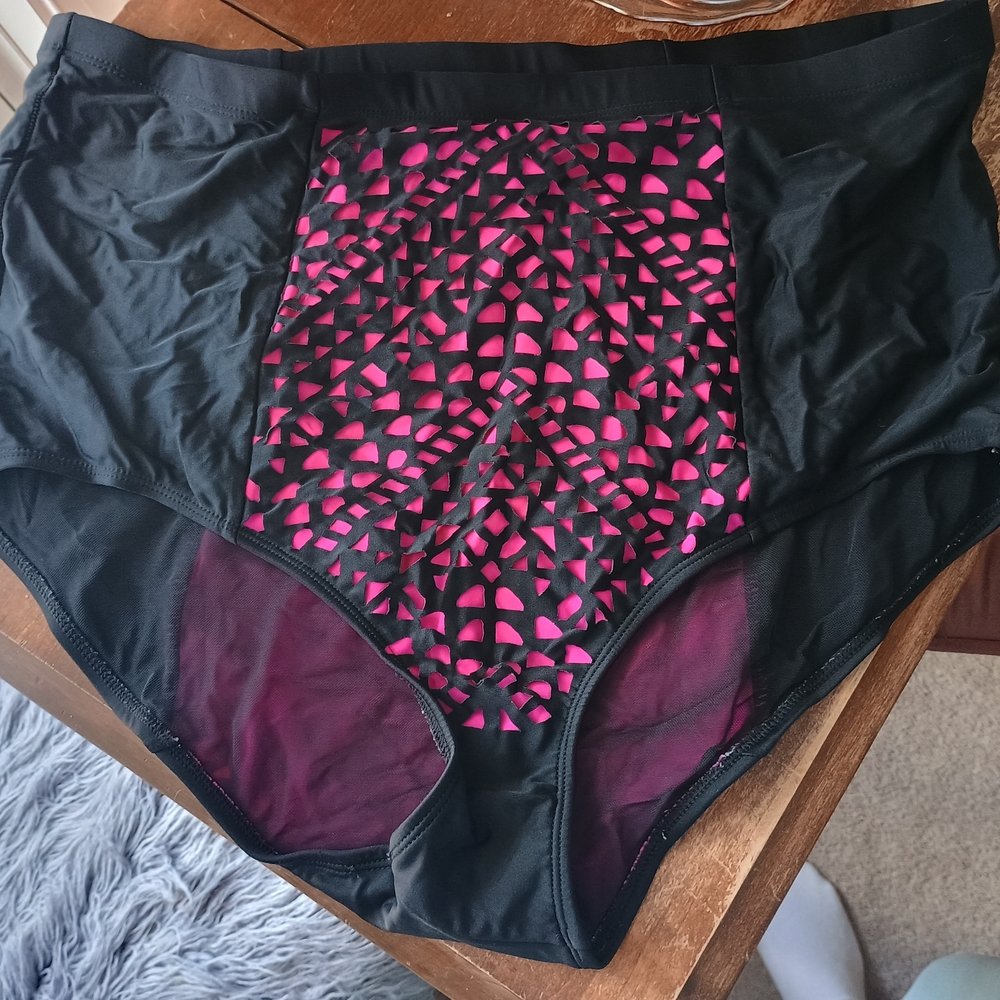 Torrid Black and Pink Bikini Bottom